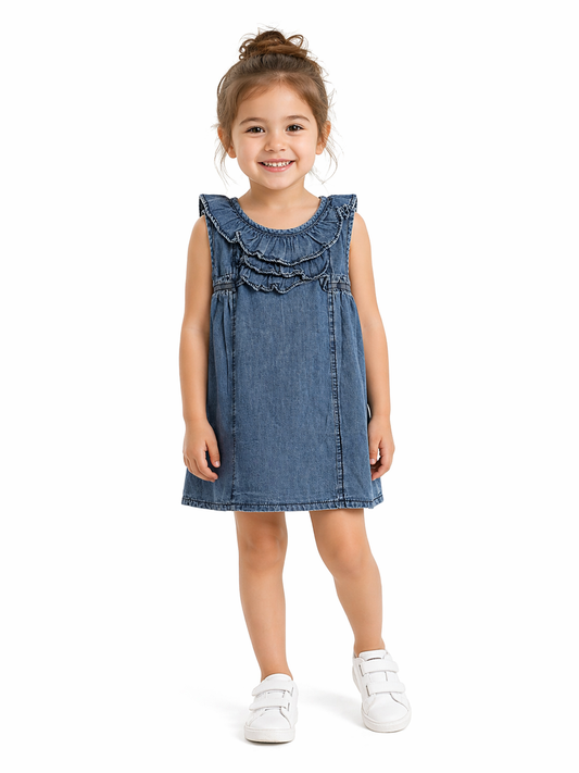 Ruffle Denim Sleeveless Dress