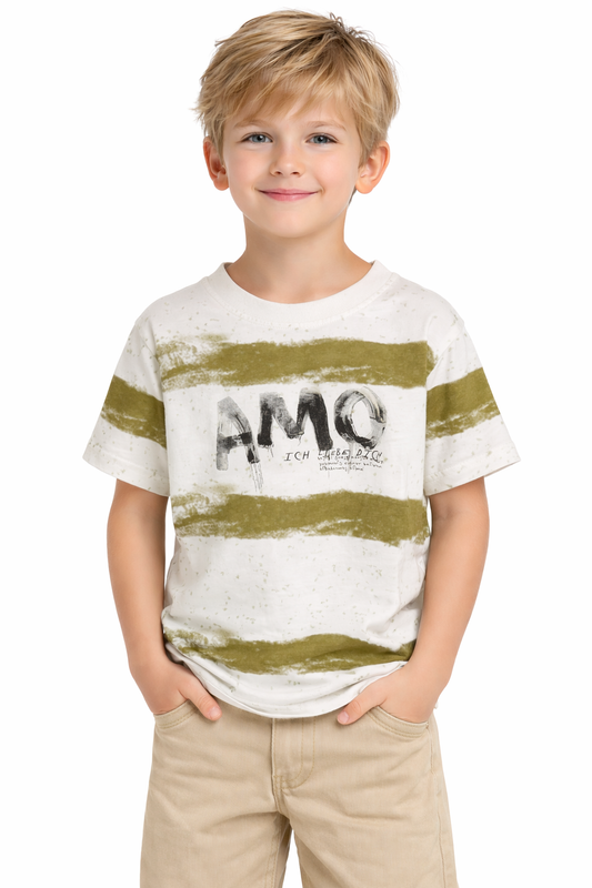 Boys “AMC” Printed Striped T-Shirt