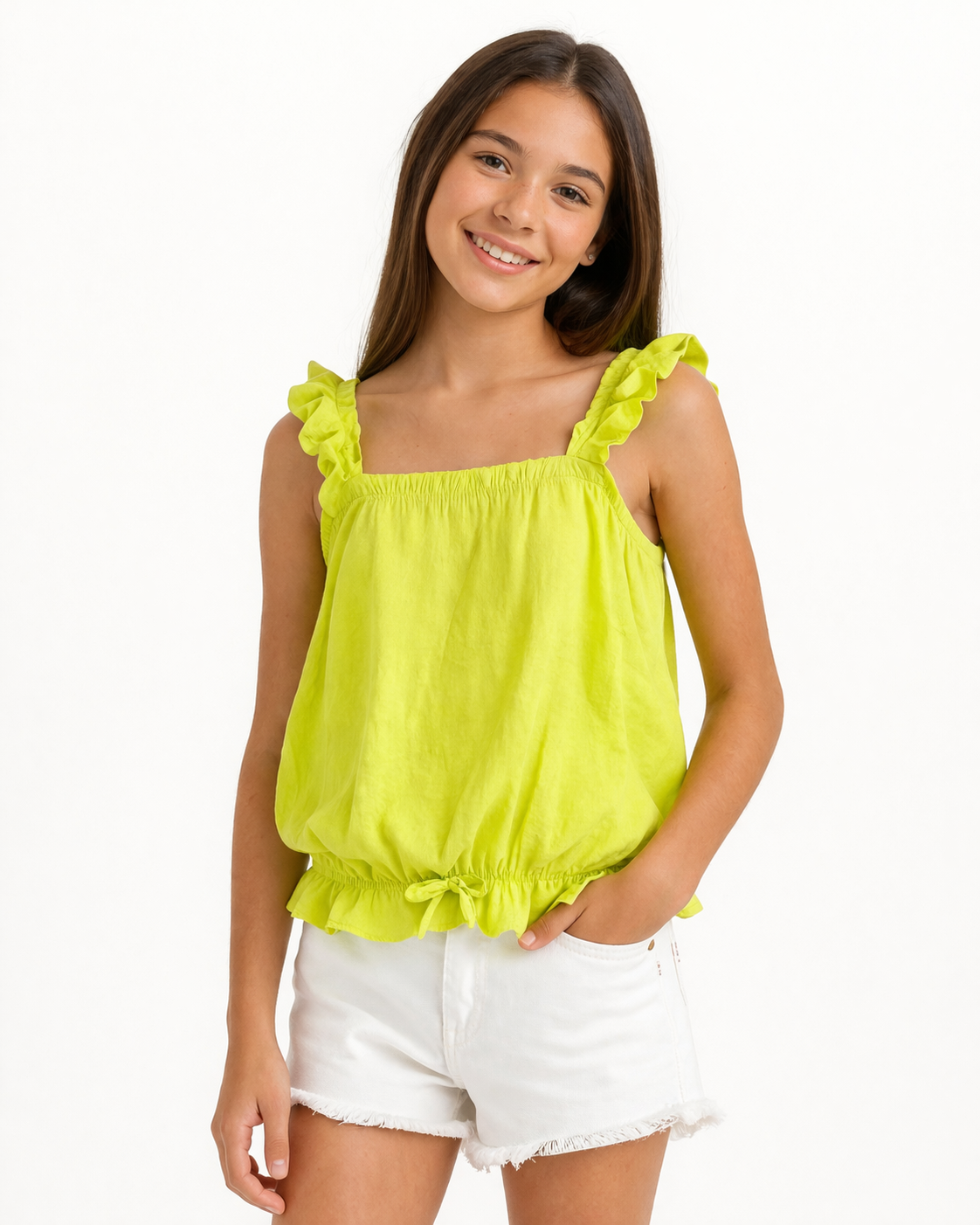 Bright Lime Frill Strap Top