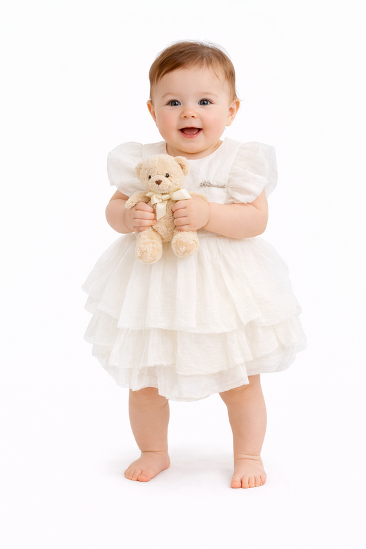 Ivory Layered Ruffle Baby Girl Dress
