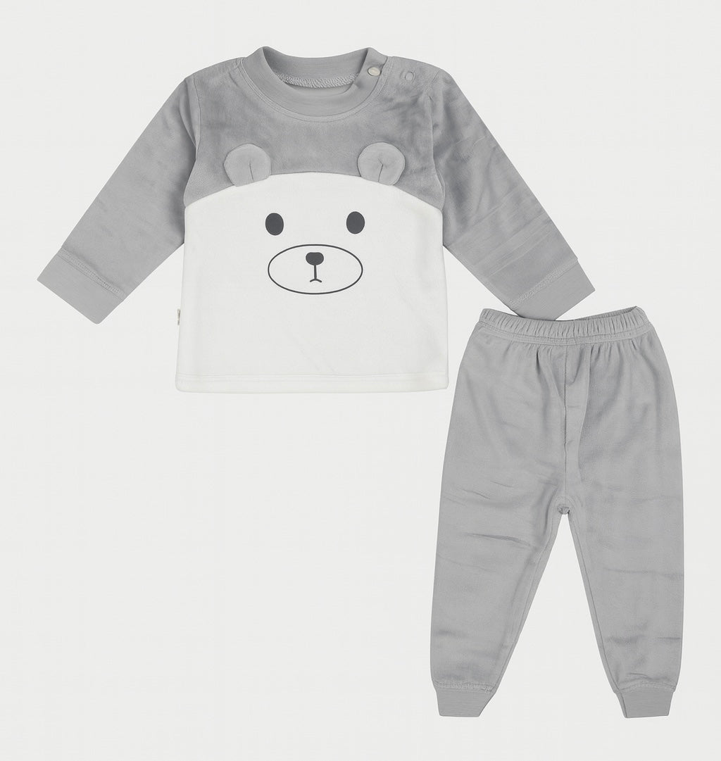Gray & White Bear Face Baby Set