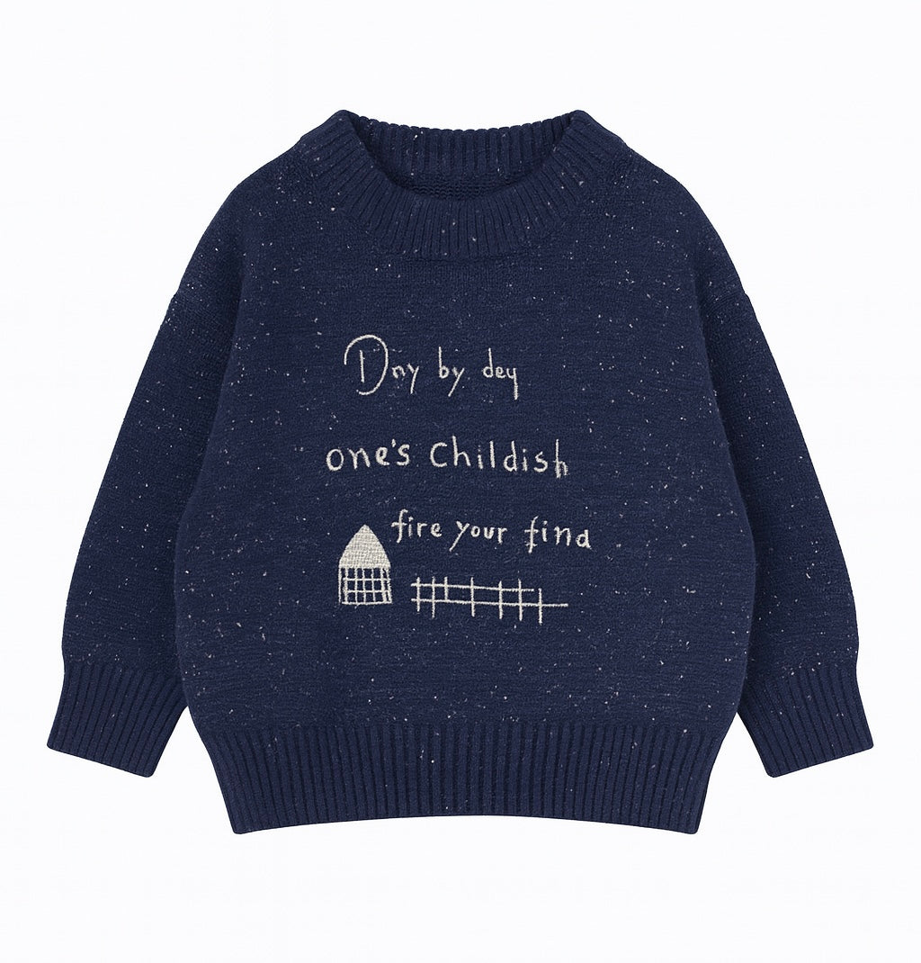 Navy Speckled Knit Sweater