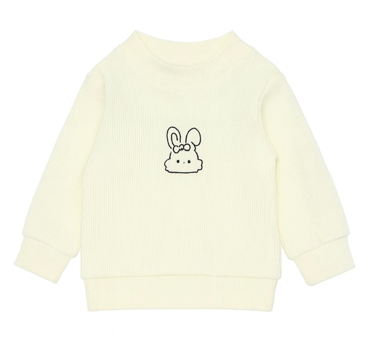 Cream Long Sleeve Top with Cartoon Bear Print