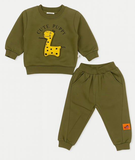 Olive Green “Cute Puppy” Giraffe set