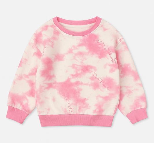 Pink And White Tie-Dye Sweatshirt
