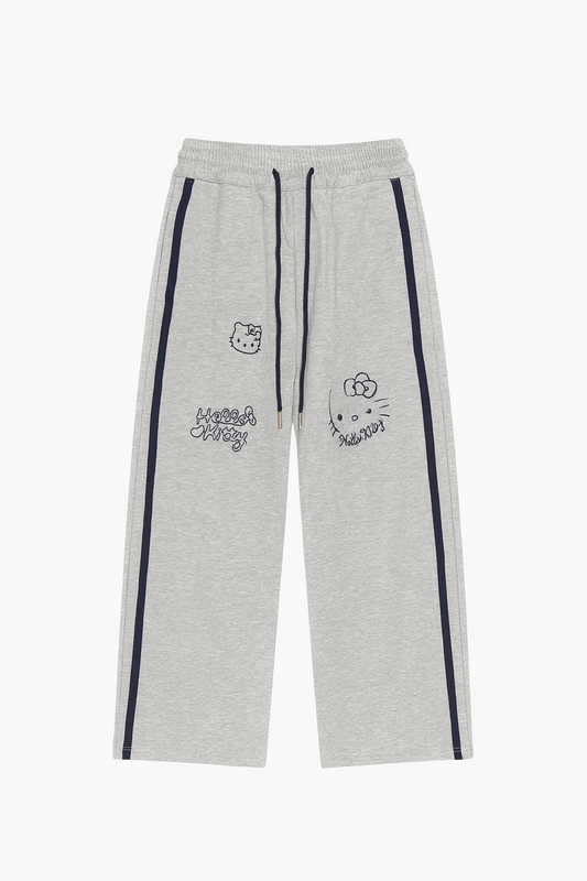 Hello Kitty Grey Wide-Leg Sweatpants