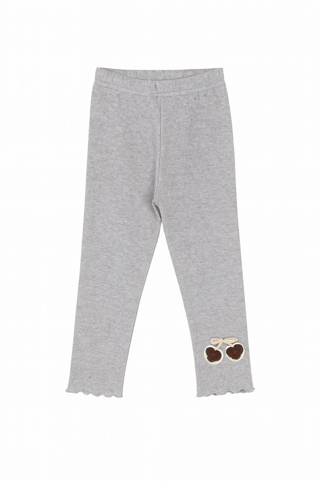Light Grey Autumn Ribbed Leggings with Cherry Patch