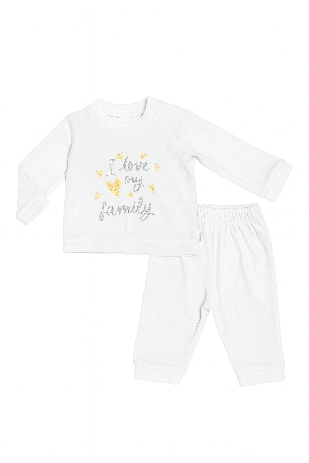 Baby Grey Cotton Outfit – “I Love My Family” Two-Piece Set
