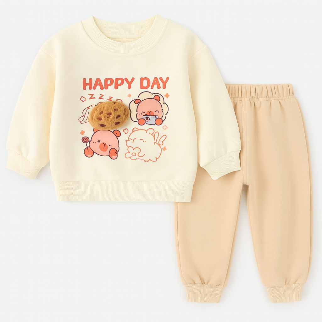 Cream Happy Day Baby Outfit – Cozy & Cute Everyday Style