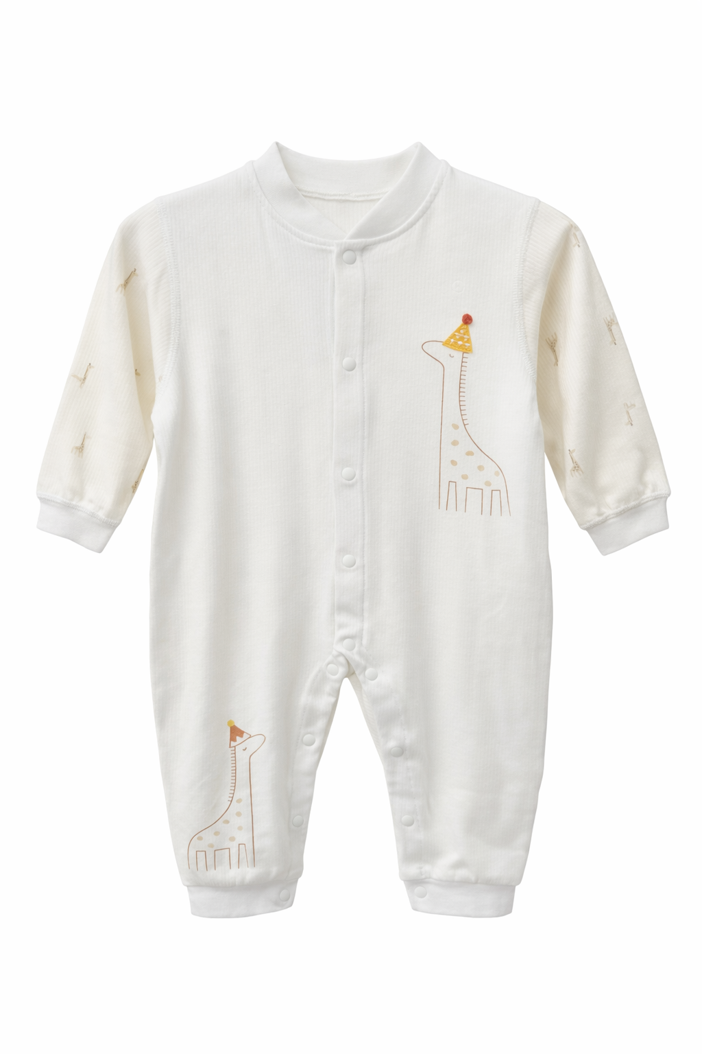 Giraffe Print Ribbed Baby Sleepsuit