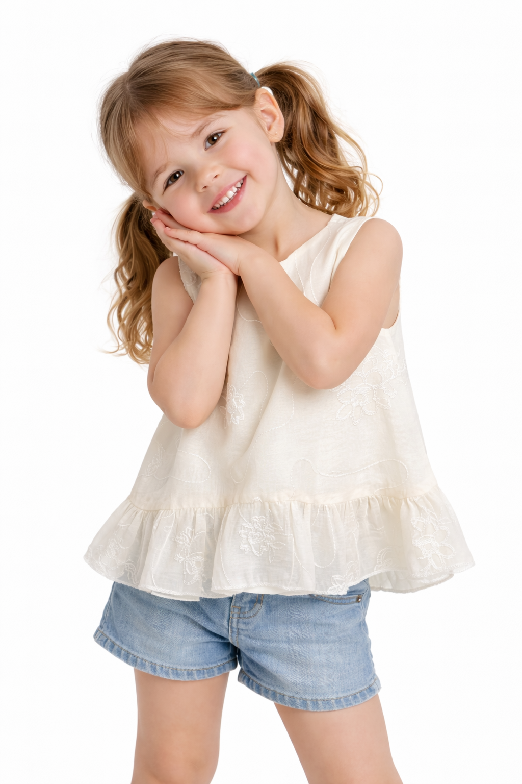 Delicate Floral Cream Top