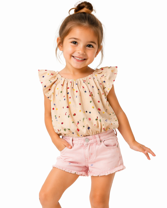 Polka Dot Puff Sleeve Top