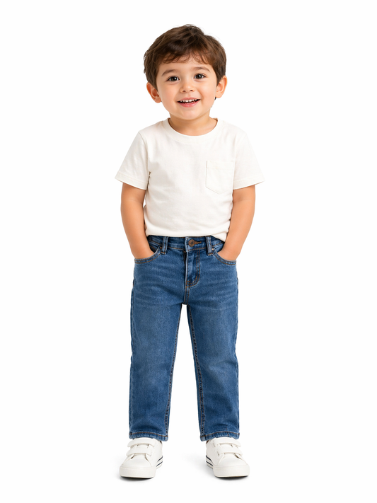 Boys Classic Blue Denim Jeans – Straight Fit