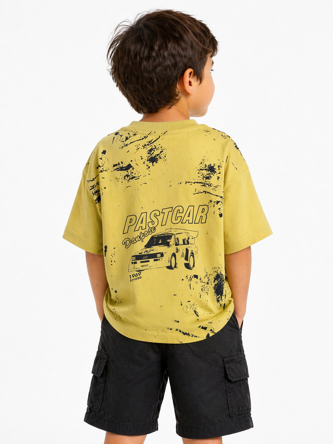 Boys Yellow “Pastcar” Graphic T-Shirt