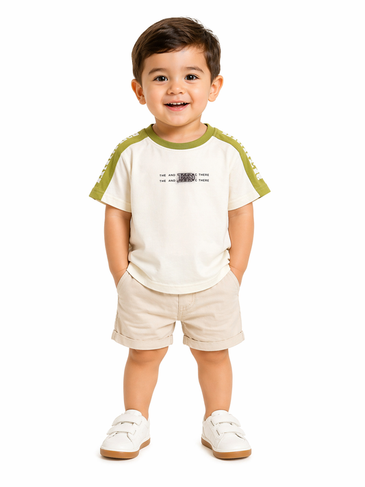 Cream & Olive Raglan T-Shirt