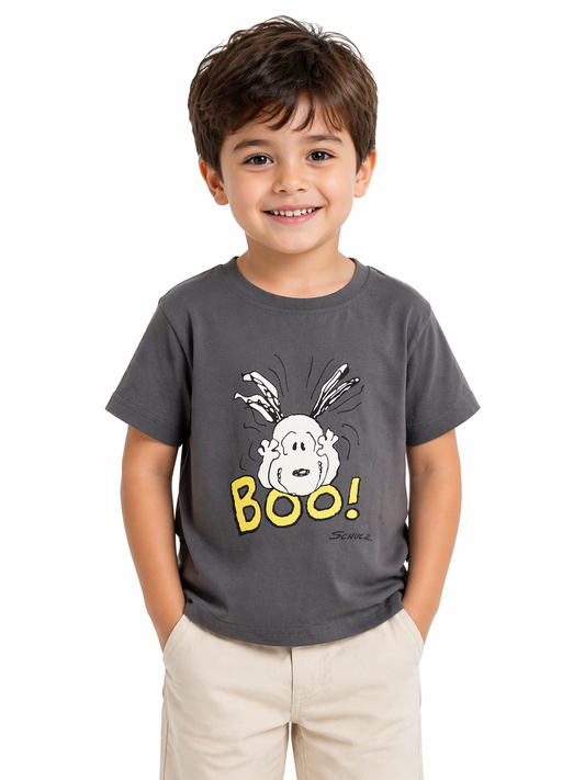 Grey Snoopy “Boo!” Graphic T-Shirt