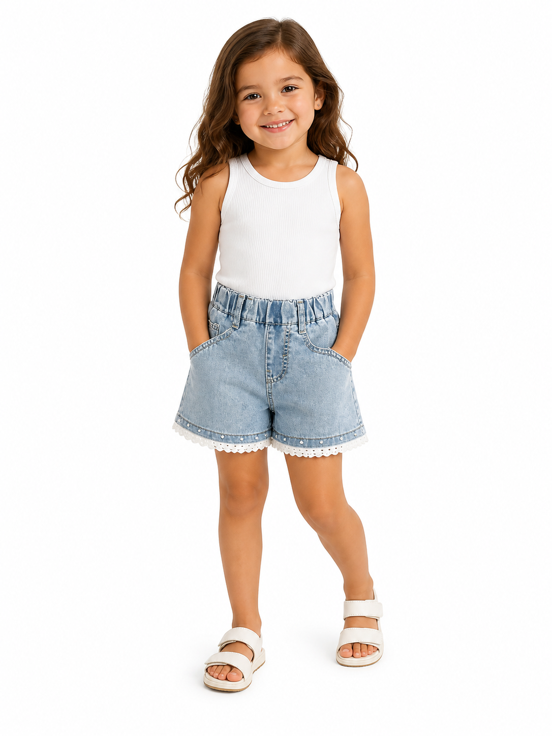 Girls Light Blue Denim Shorts