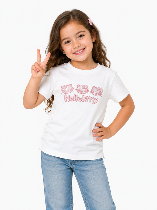 Hello Kitty Sparkle Graphic Kids T-Shirt – White