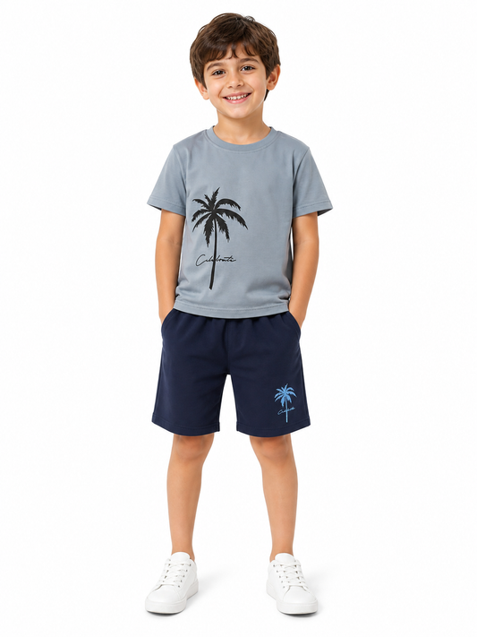 Palm Print T-Shirt & Shorts Set