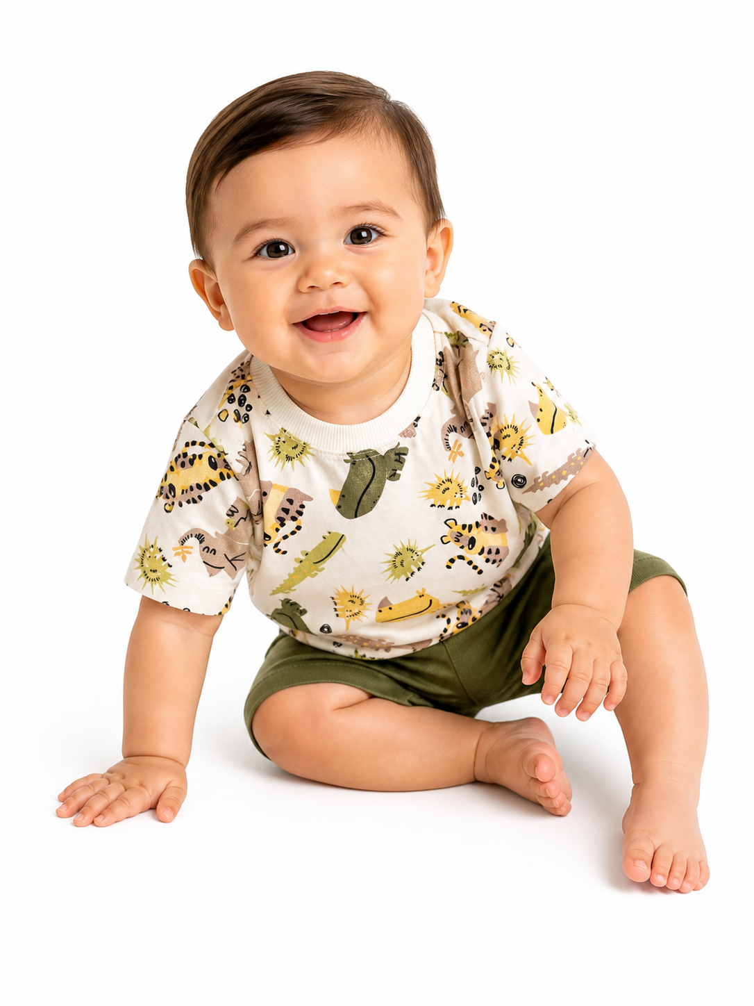 Safari Animal Print Baby Boy T-Shirt & Shorts Set