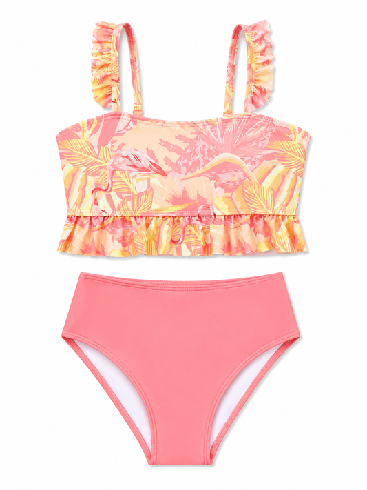 Tropical Flamingo Girls Two-Piece Swimsuit