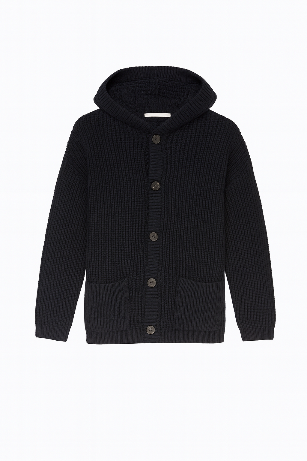 Classic Navy Hooded Knit Cardigan