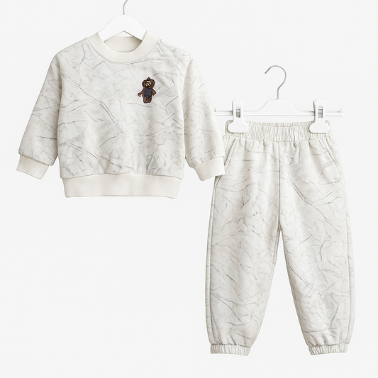 Marble-Pattern Fleece Tracksuit