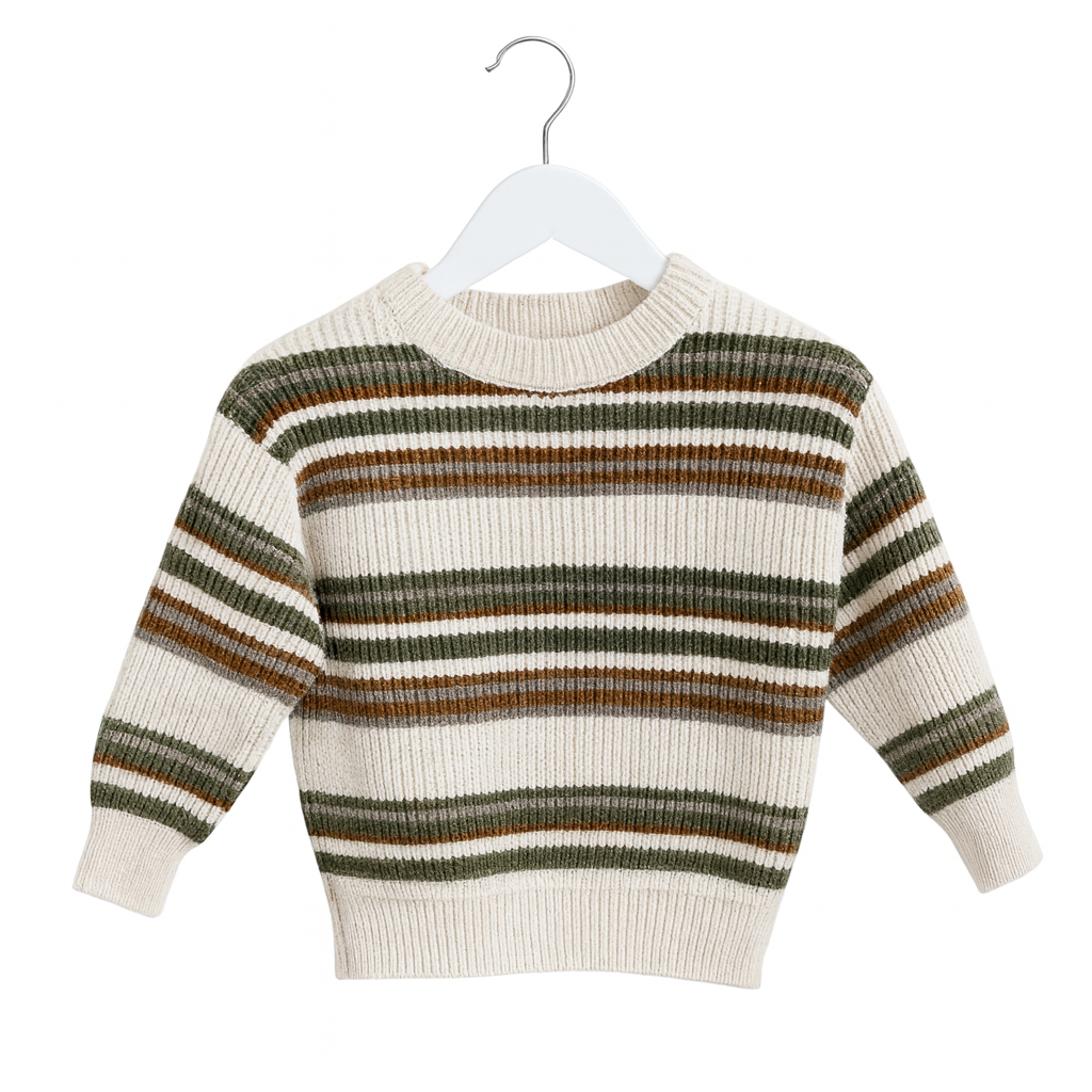 Cozy Woodland Striped Knit Sweater